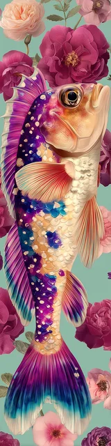 Free printable fish bookmark featuring pretty color scheme fish